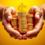 Hands with gold coins